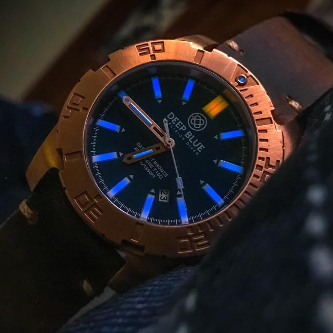 deep blue bronze watch